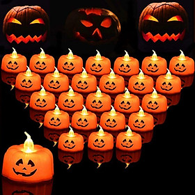 Halloween Pumpkin Spout Lô 24, Nến bí ngô trang trí Halloween, Máy sưởi bằng pin, Đèn bí ngô Hallowen, Nến Halloween cho trang trí tiệc Halloween
