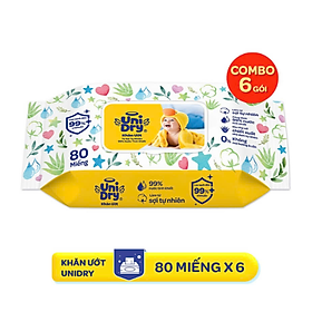 Combo 6 Khăn ướt em bé UniDry Baby WTP - 80 miếng