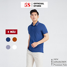 Áo Thun Nam Polo Ngắn Tay 5S (APC21013) Chất Liêu 100% Coolmax Phối Viền Năng Động, Trẻ Trung, Nam Tính