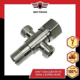 Van giảm áp_ T cầu Inox SUS 304 _ Van chia giảm áp lực nước _ Van T chia giảm áp và khóa 2 đường nước 