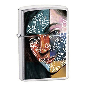 Bật Lửa Zippo 24404 Face Painting Girl Brushed Chrome