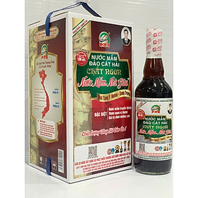 Nước mắm Chắt Ngon nhà giàu Độ đạm cao, hộp 4 chai, dung tích 500ml