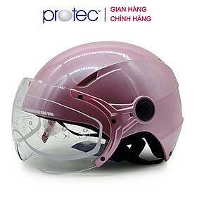 Nón Bảo Hiểm 12 Đầu Có Kính Protec VIC, Size Lớn, Độ Che Phủ Sâu Hơn - Hồng,XL