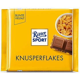 Chocolate Ritter Sport Knusperflakes nhân bỏng ngô 100gr Cornflakes