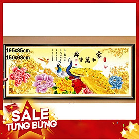 Tranh thêu chữ thập chim công MH2100 150x68cm