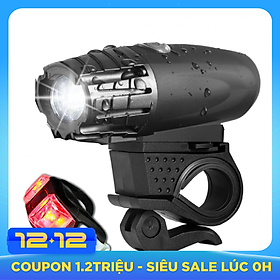 Combo Đèn pin xe đạp chống nước cao cấp + đèn hậu xe đạp