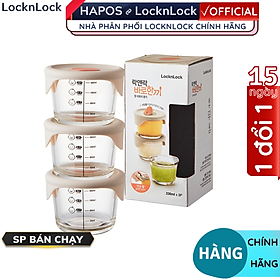 Mua Bộ 3 hộp thủy tinh đựng thức ăn dặm cho bé Lock&Lock 230ml x 3 hộp LLG508S3 - Hàng chính hãng  có vạch chia - Hapos