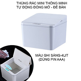 Thùng rác cảm biến thông minh, tự động đóng mở nắp, để đồ đa năng phòng khách, nhà tắm, bếp