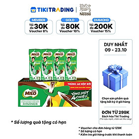 [09.10 - 23.10 QT đơn từ 299K] Thùng 48 Hộp Sữa Nestlé MILO Nước (180ml / Hộp) - không màng nhựa [phiên bản ống hút 4 chiều]