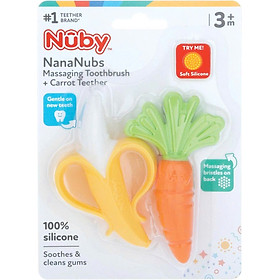 Bộ ngậm nướu hình quả Chuối + Củ Cà Rốt, chất liệu silicone ( 3m+ )