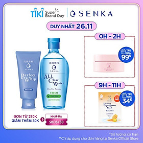 Bộ đôi Senka làm sạch cho mọi loại da (Nước Tẩy Trang Senka Fresh 230ml + SRM Tạo Bọt Senka Perfect Whip 120g)
