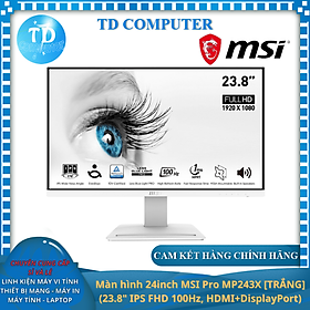 Mua Màn hình máy tính 24inch MSI Pro MP243X  TRẮNG  (23.8  IPS FHD 100Hz  HDMI+DisplayPort) - Hàng chính hãng DigiWorld phân phối