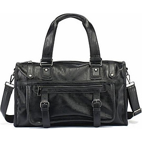 Men'S Business Handbag Oil Wax Soft Leather Large Capacity Travel Duffle Bag