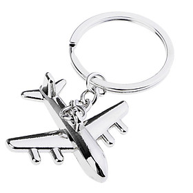 2-4pack Silver Airplane Model Keychain Metal Car Keyring Key Holder Keyrings