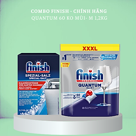 Combo Viên rửa bát Finish Quantum Max 100 viên + Muối rửa bát finish dùng cho máy rửa bát 1,2kg