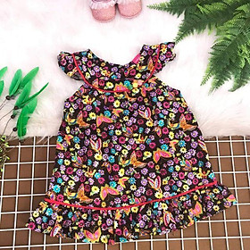 Váy đầm dáng suông baby doll cho bé gái tay cánh tiên in hoa xinh đẹp