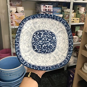 Mua Đĩa vuông vân cổ hoa xanh 7-8inch - Bát Tràng
