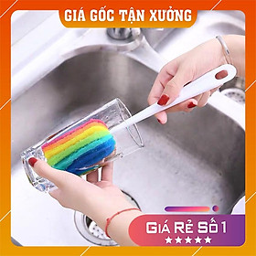 Cây cọ ly, bình bọt biển 7 màu vệ sinh sạch sẽ, rửa đáy ly, vệ sinh cốc, tách, chén, chai, lọ