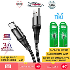 Mua Cáp Sạc Nhanh 3A Hoco X50 Type-C Cho Samsung  Xiaomi  Oppo  Android ... Cáp Dây Dù Siêu Bền - Hàng Chính Hãng