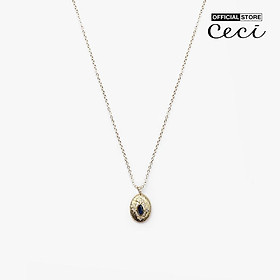 CECI - Dây chuyền nữ sợi mảnh phối mặt hình oval đính đá thanh lịch CC4-01000205