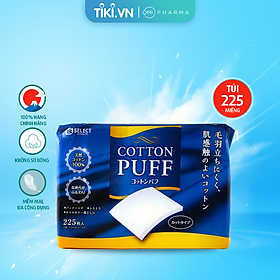 Bông Tẩy Trang S Select 100% Cotton Nhật Bản 225 miếng ( Dạng Square)
