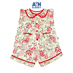 Bộ quần áo Ngắn bé gái họa tiết Hoa Hồng Đỏ cotton - AICDBG1NDX2C - AIN Closet