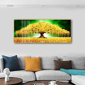 Mua Tranh Cây Tiền Vàng Phát Tài  Phát Lộc – Khung Tranh Canvas Sang Treo Tường Phòng Khách