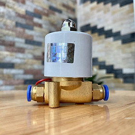 Mua Van điện từ cho hệ thống phun sương DN8 220v cỡ ren 13mm có lắp sẵn cút nối ống 8 ly