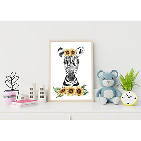 Mua Tranh treo tường | Tranh cho bé-Girl Nursery Decor  Zebra with Sunflowers Print 74   tranh canvas giá rẻ
