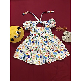 Váy lụa đũi cầu vồng cực xinh cho bé gái size 10-28kg