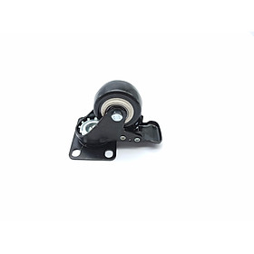 Mua Bánh xe đẩy mặt đế xoay càng sắt tải trọng 35kg lốp nhựa PU đen rộng 23mm Φ50mm có khóa