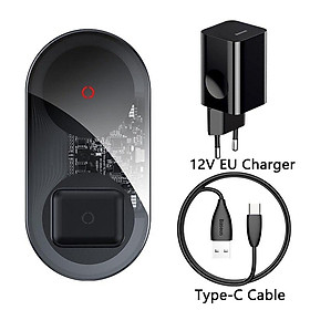 Mua Baseus -BaseusMall VN Bộ đế sạc nhanh không dây 2 trong 1 Baseus Simple Wireless Charger Turbo Edition (Hàng chính hãng