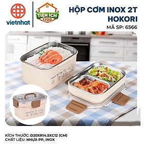 Hộp Cơm Inox 2 Tầng Cao Cấp Việt Nhật Hokori 6566