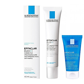 Combo Kem Dưỡng Giảm Mụn, Ngừa Vết Thâm, Se Nhỏ Lỗ Chân Lông La Roche-Posay Effaclar Duo+ M694050 (40ml) + Gel Rửa Mặt Dành Cho Da Dầu Nhạy Cảm La Roche-Posay Effaclar Purifying Foaming Gel 100771312 (50ml)