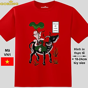 Chăn trâu thổi sáo, mã VN1. Áo thun tranh Đông Hồ Việt Nam siêu đẹp cho cả gia đình. Form unisex cho nam nữ, trẻ em, bé trai gái. Quà tặng ý nghĩa cho bố mẹ, con cái, bạn bè, doanh nghiệp, hội nhóm
