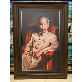 Chủ tịch Hồ Chí Minh ngồi trong điện Kremlin ( tranh in dầu B20 )