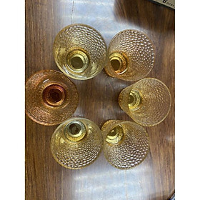 Bộ 6 Ly, Cốc Thủy Tinh HONGLI Vân Nhám 611PR-1 Xanh Vàng