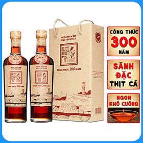 Nước Mắm Tĩn Nhãn Đỏ Độ Đạm 40N Cặp 2 Chai Thủy Tinh 500ml chai Rin Nguyên