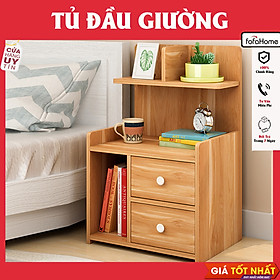 Mua Tủ Đầu Giường Mẫu Mới - 2 Ngăn Kéo Màu Vân Gỗ Kích Thước 65x40x25cm
