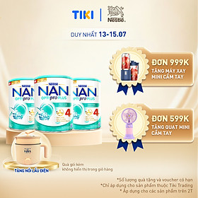 Bộ 3 lon Sữa bột NAN OPTIPRO PLUS 4 Nestle Bé 2-6 tuổi 800g/lon Giúp tiêu hóa tốt