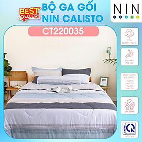 Mua NEW 2024 Bộ 3 4 món drap cotton  áo gối NIN Calisto CT220035 1m2  1m4  1m6  1m8 bọc nệm bo chun  cao cấp