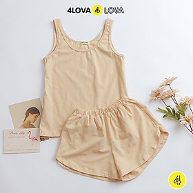 Sét bộ đồ sát nách nữ mặc nhà 4LOVA chất thun cotton cao cấp