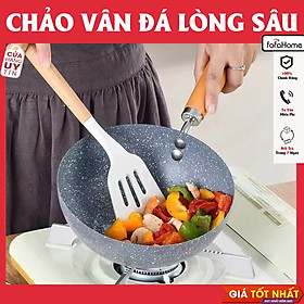 Chảo Chống Dính Sâu Lòng Vân Đá Dùng Mọi Loại Bếp Cao Cấp Tiện Dụng, Chảo Nhật Vân Đá