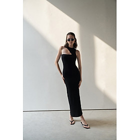 DOTTIE - Đầm thun dài sát nách cut out - Đen - D0478