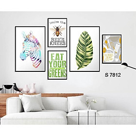 Mua Set 5 Tấm tranh treo tường hiện đại - Tranh decor phòng khách  chất liệu Canvas nhập khẩu kèm khung tranh trang trí