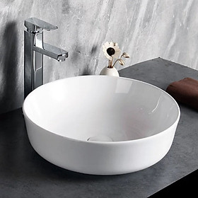 Mua Chậu sứ lavabo màu trắng để bàn  kiểu tròn thiết kế tinh tế  giá rẻ