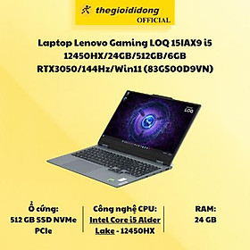 Mua Laptop Lenovo Gaming LOQ 15IAX9 i5 12450HX/24GB/512GB/6GB RTX3050/144Hz/Win11 (83GS00D9VN) - Hàng Chính Hãng