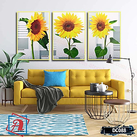 Bộ 3 tranh canvas treo tường Decor hoa hướng dương – DC088