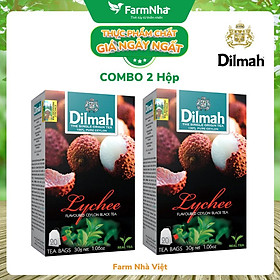 (Combo 2 Hộp) Trà Dilmah Lychee Hương Vải túi lọc 30g 20 túi x 1.5g - Tinh hoa trà Sri Lanka