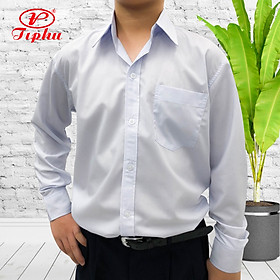 Áo sơ mi trắng tay dài, đồng phục học sinh nam, chất vải KT Silk mềm mại, size từ 20-95kg